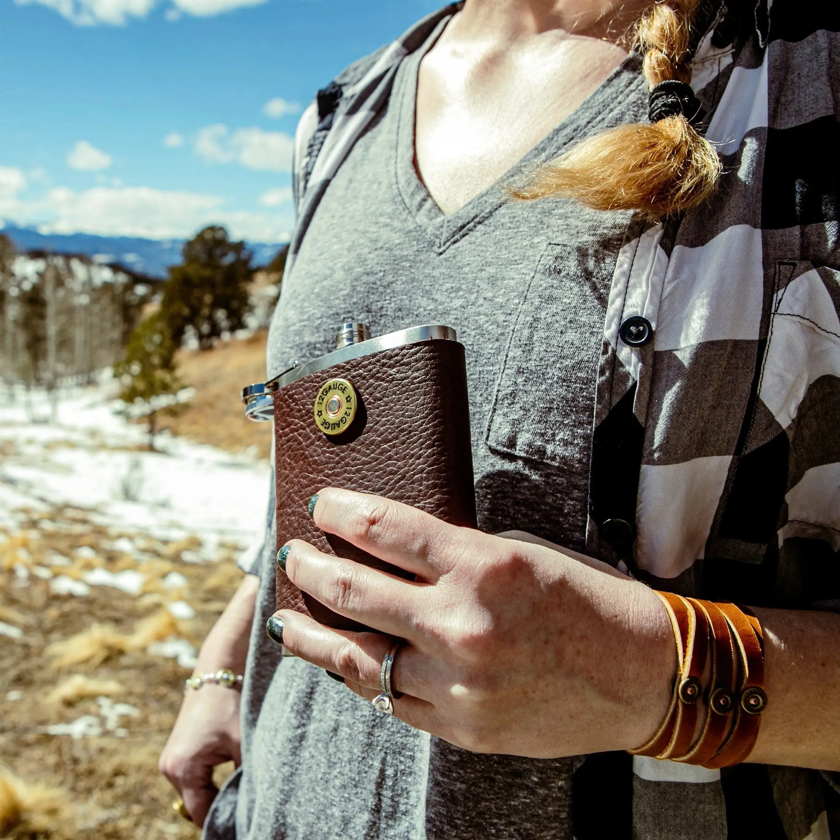 12 Gauge Leather Flask