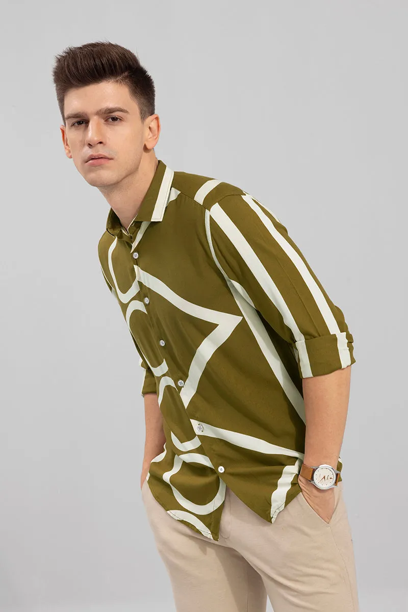 Abstract Circle Olive Shirt