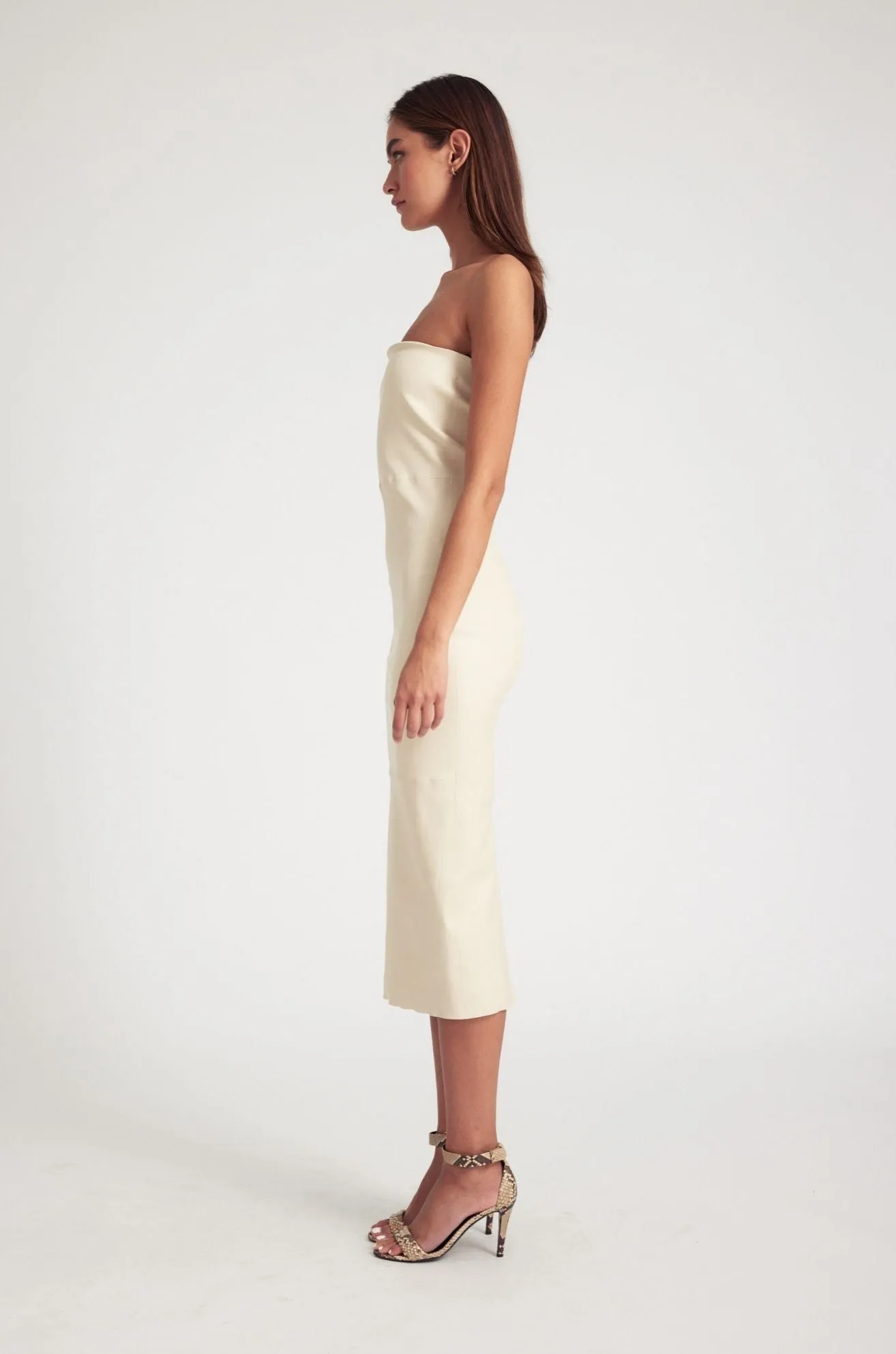 Alabaster Leather Tube Dress