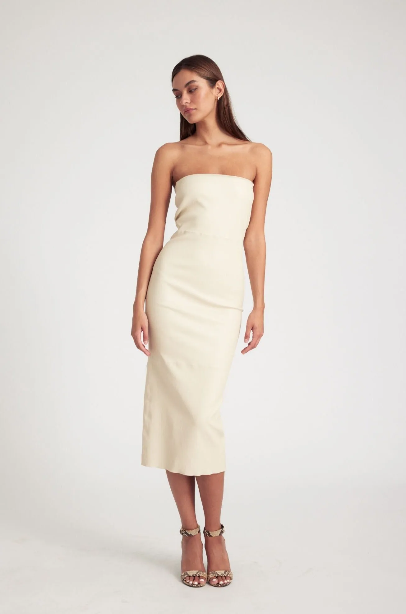 Alabaster Leather Tube Dress