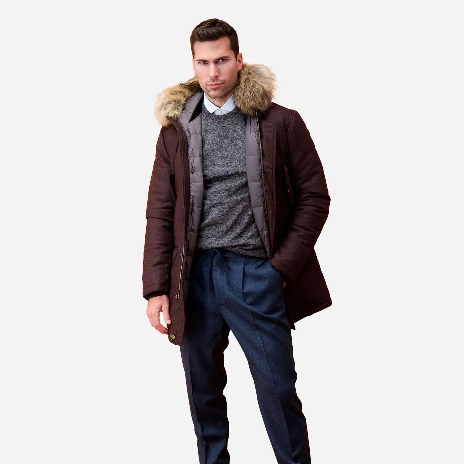 Barba Napoli Burgundy Wool Jacket