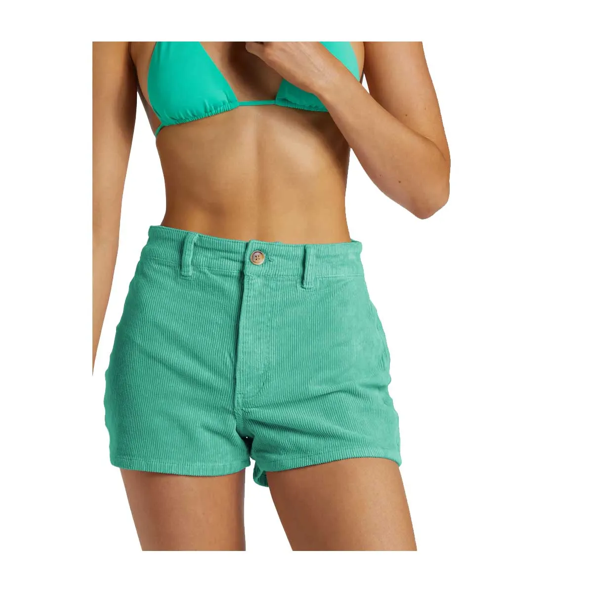 Green Tropical Corduroy Shorts by Billabong for Women