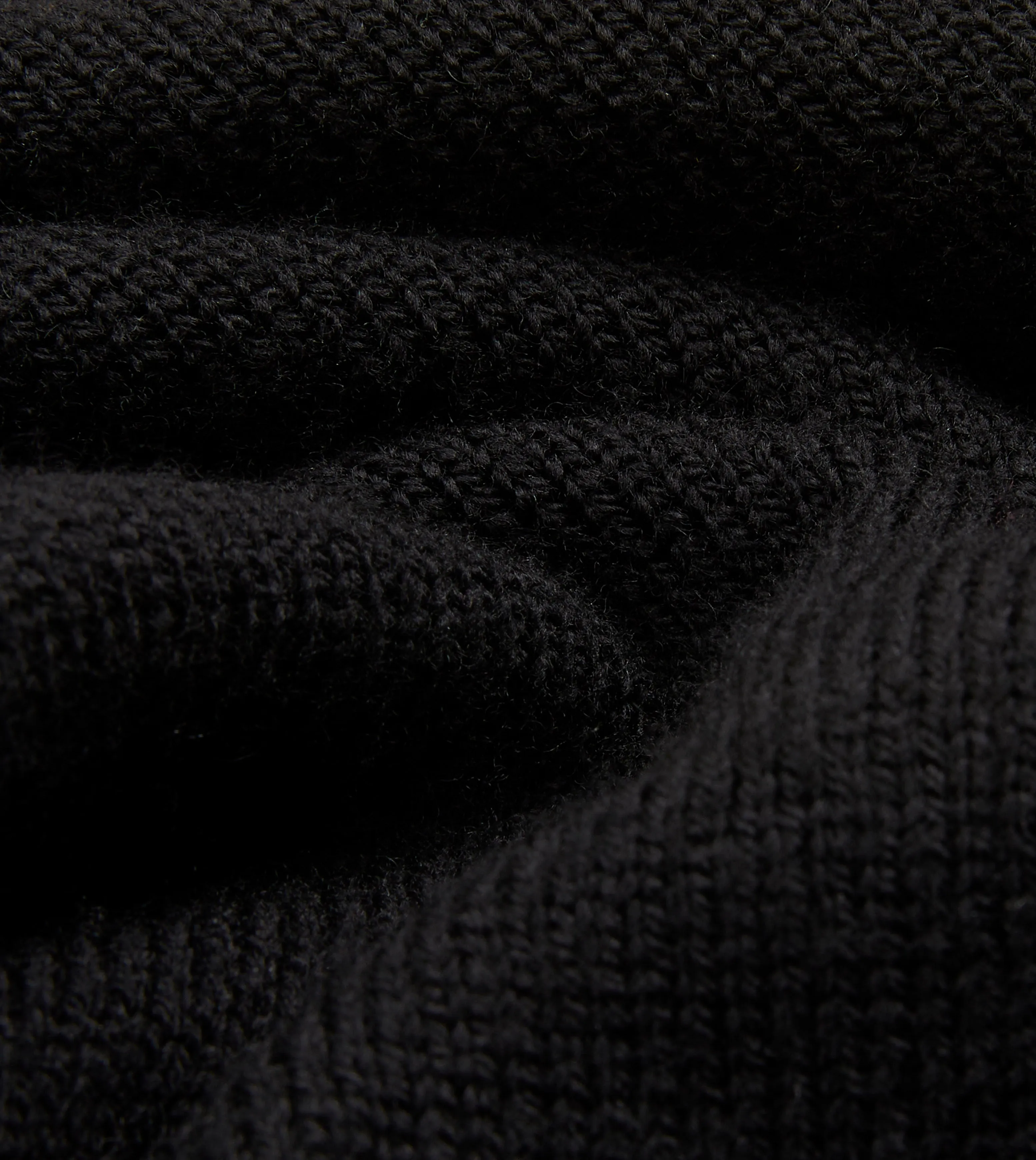 Black Merino Wool Knitted Polo