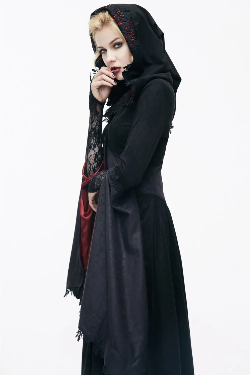 Blood Crimson Satin-Lined Cloak