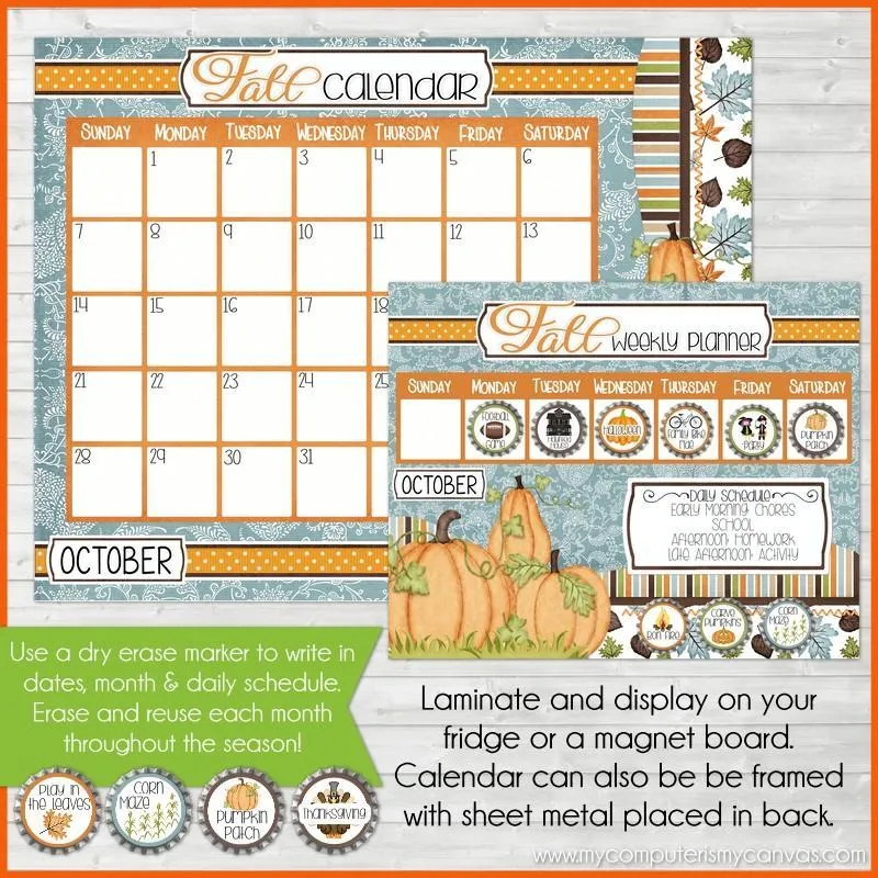 Bottle Cap Activity Calendar {FALL} PRINTABLE