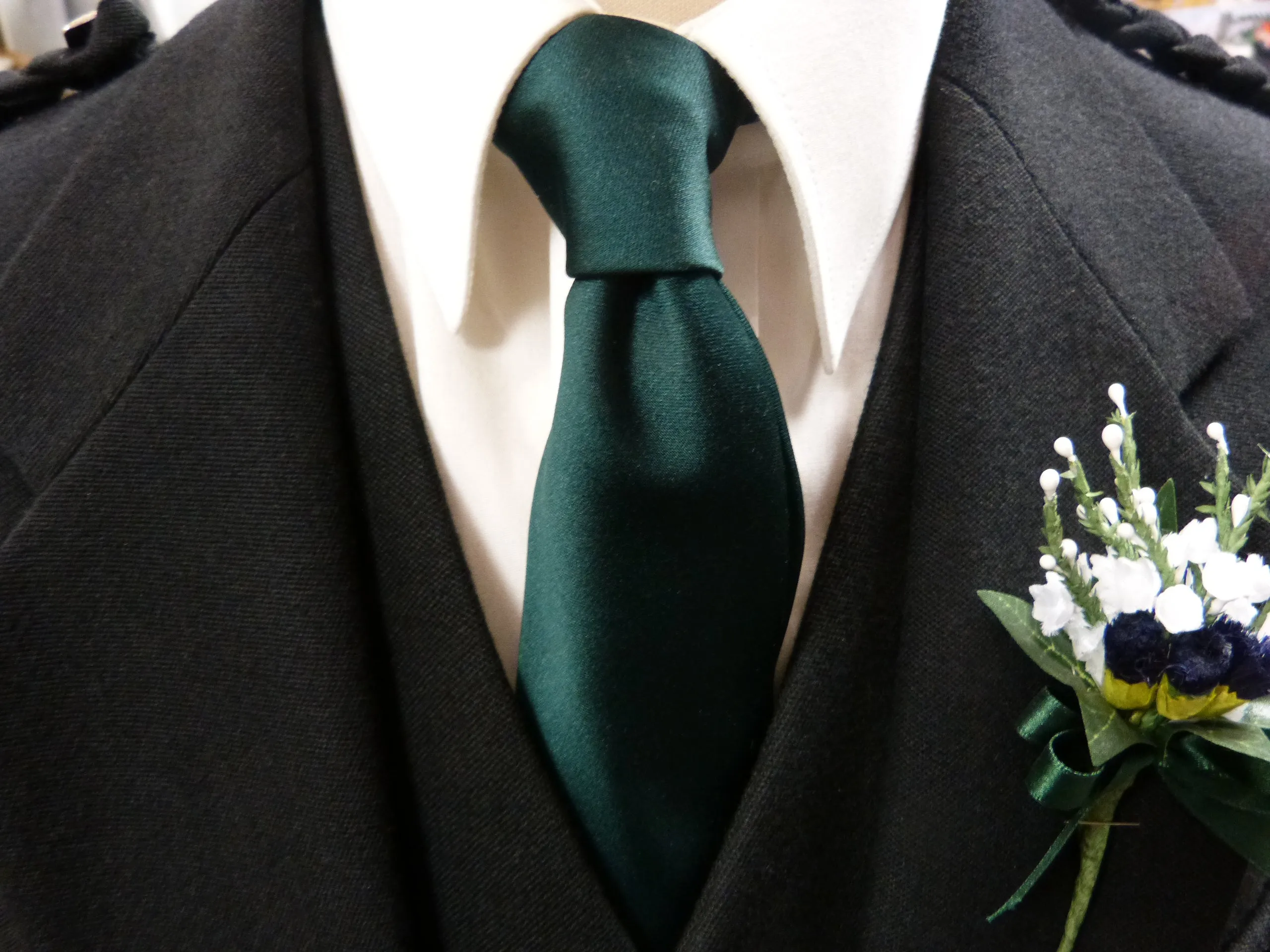 Boys Bottle Green Satin Tie