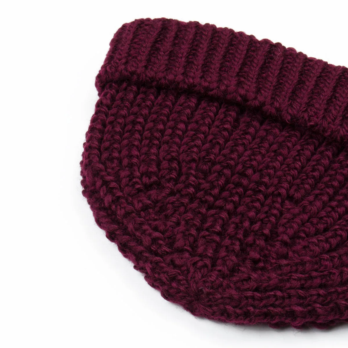 cableami - British Wool Short Beanie - Burgundy