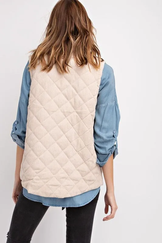 Corduroy Fall Vest in Oatmeal