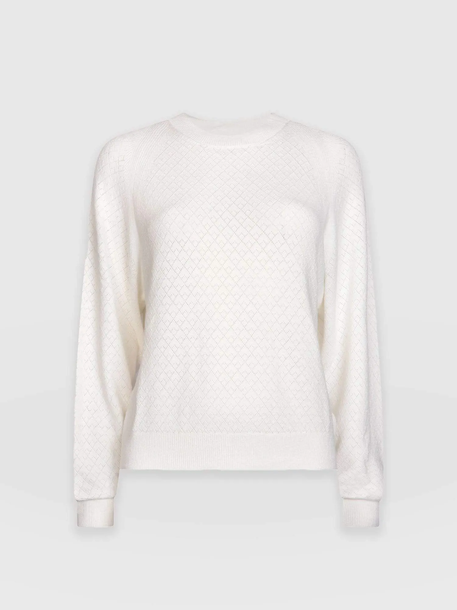 Diamond Knit Jumper - White