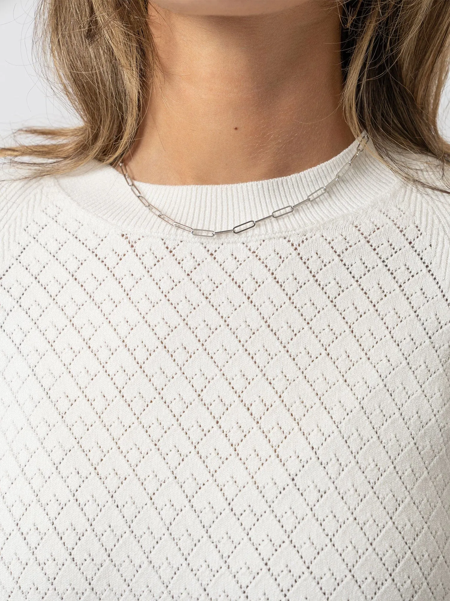 Diamond Knit Jumper - White