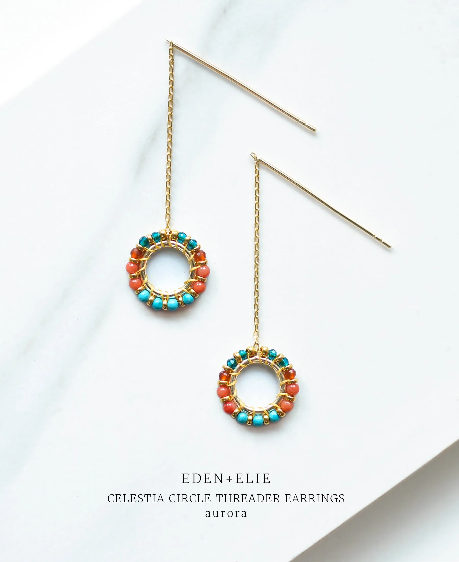 EDEN   ELIE Celestia Circle Threader Earrings - Aurora