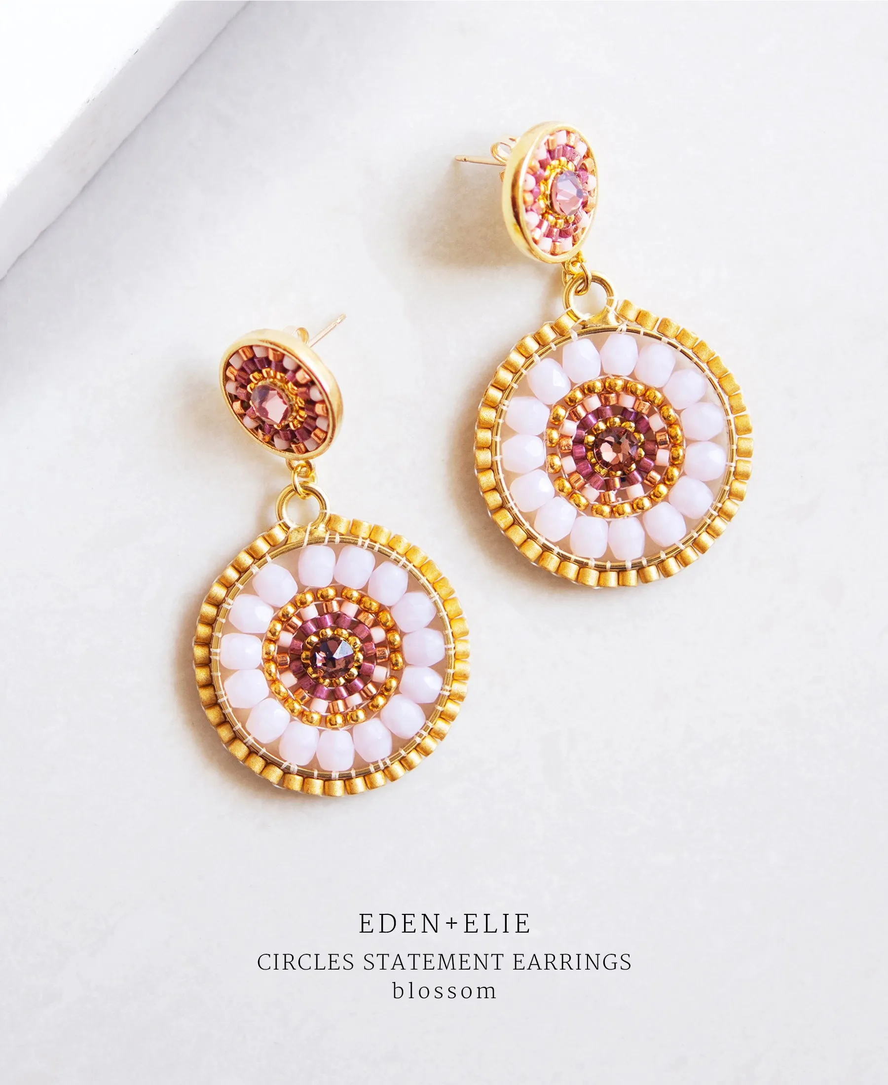 EDEN   ELIE double circle statement drop earrings - blossom pink