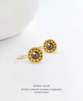 EDEN   ELIE Petite Vintage Sparkle drop earrings - Smoked Topaz