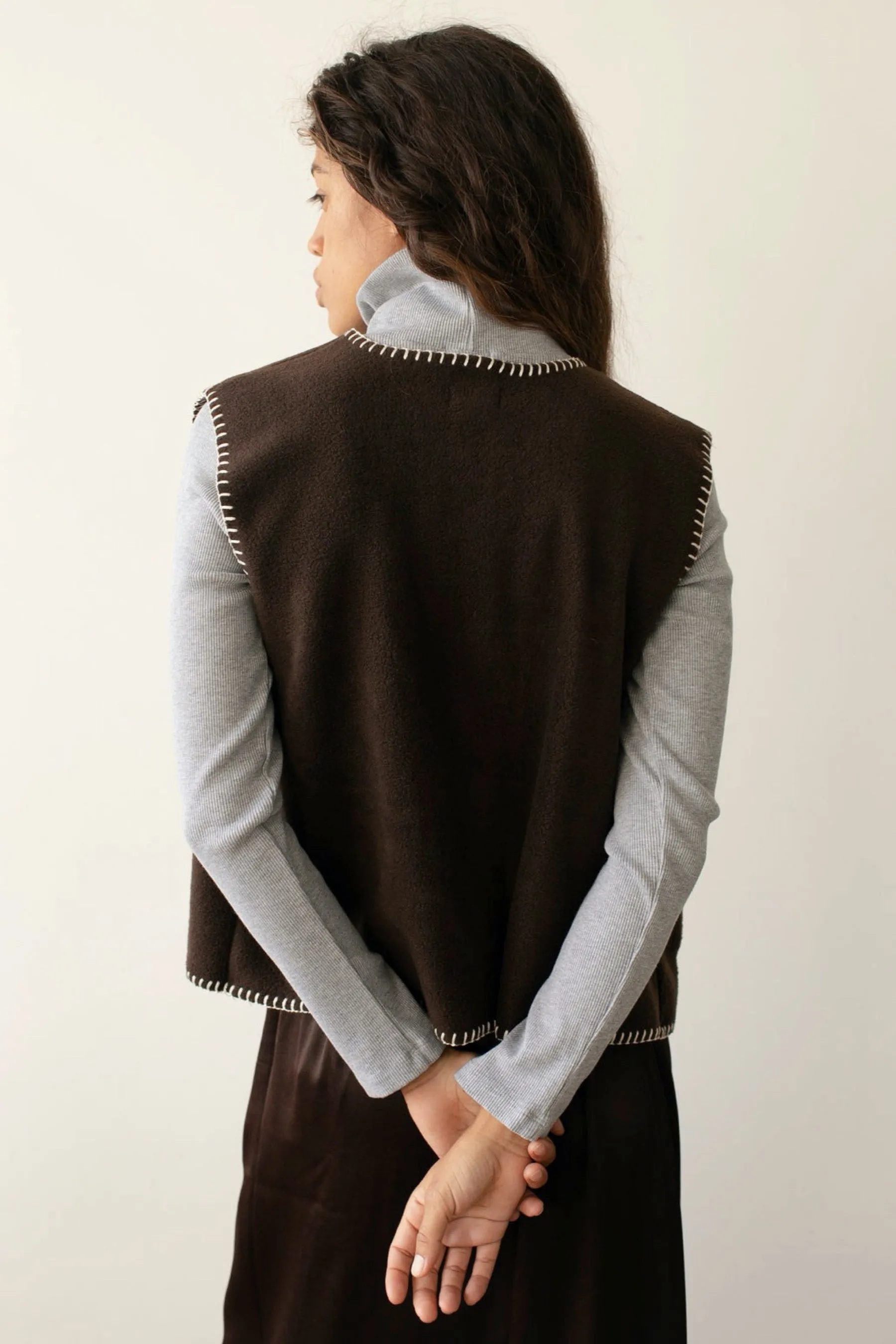 Espresso Polar Fleece Stitch Vest