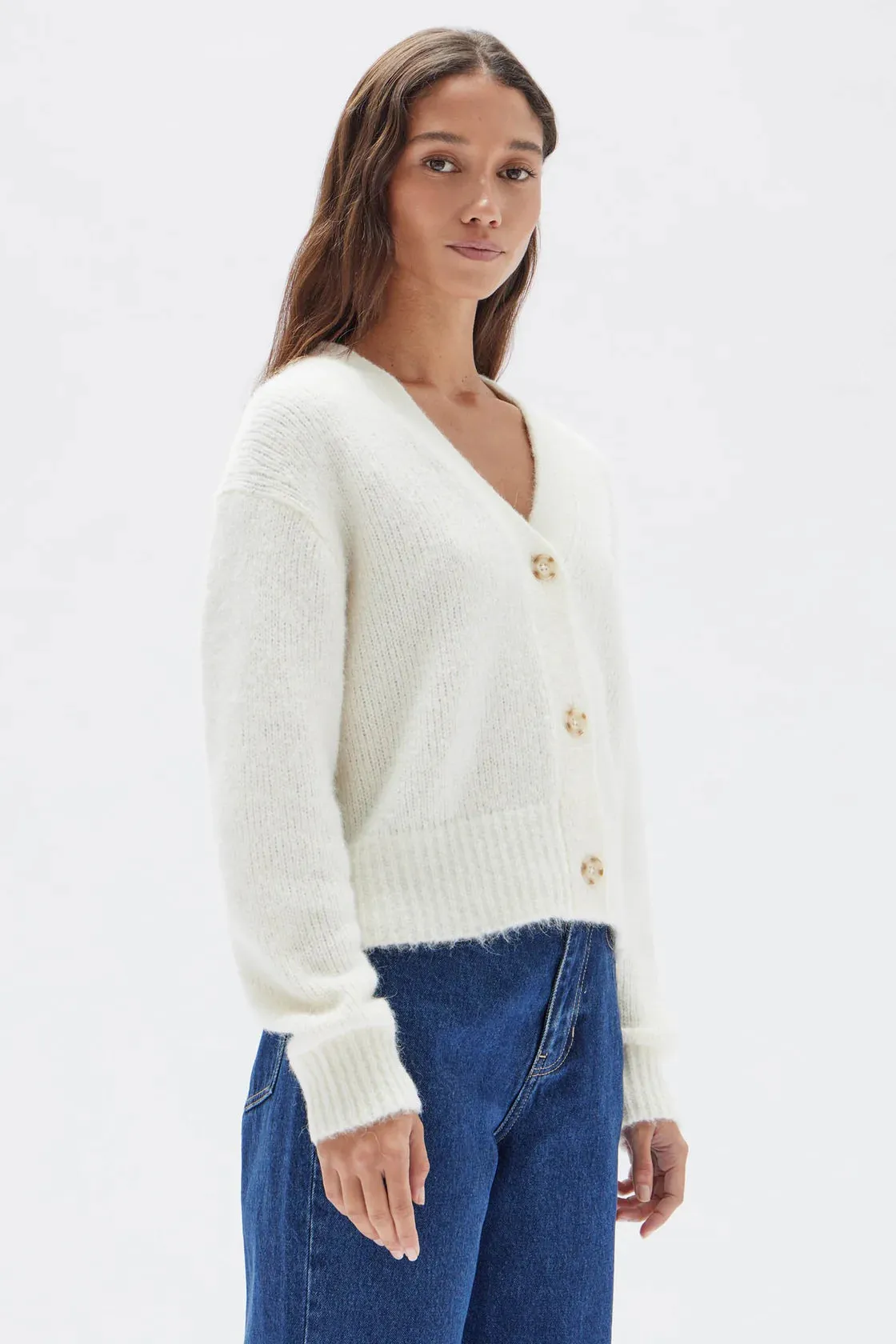 Evi Wool Knit Cardigan Cream