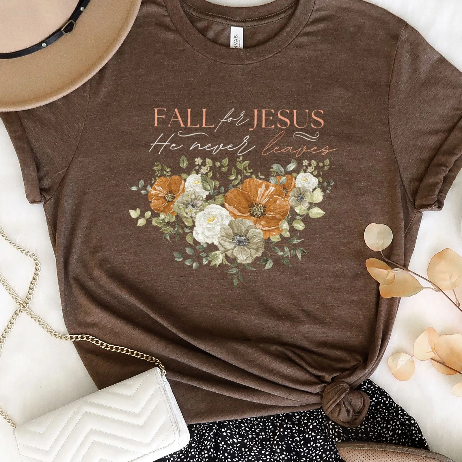 Fall For Jesus He Never Leaves Vintage Tee