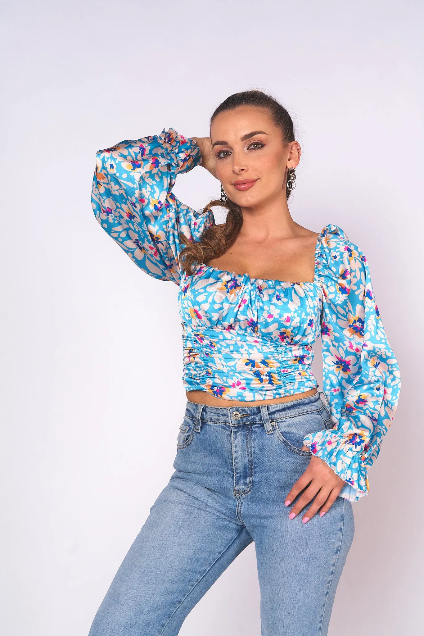 Floral Print Satin Top