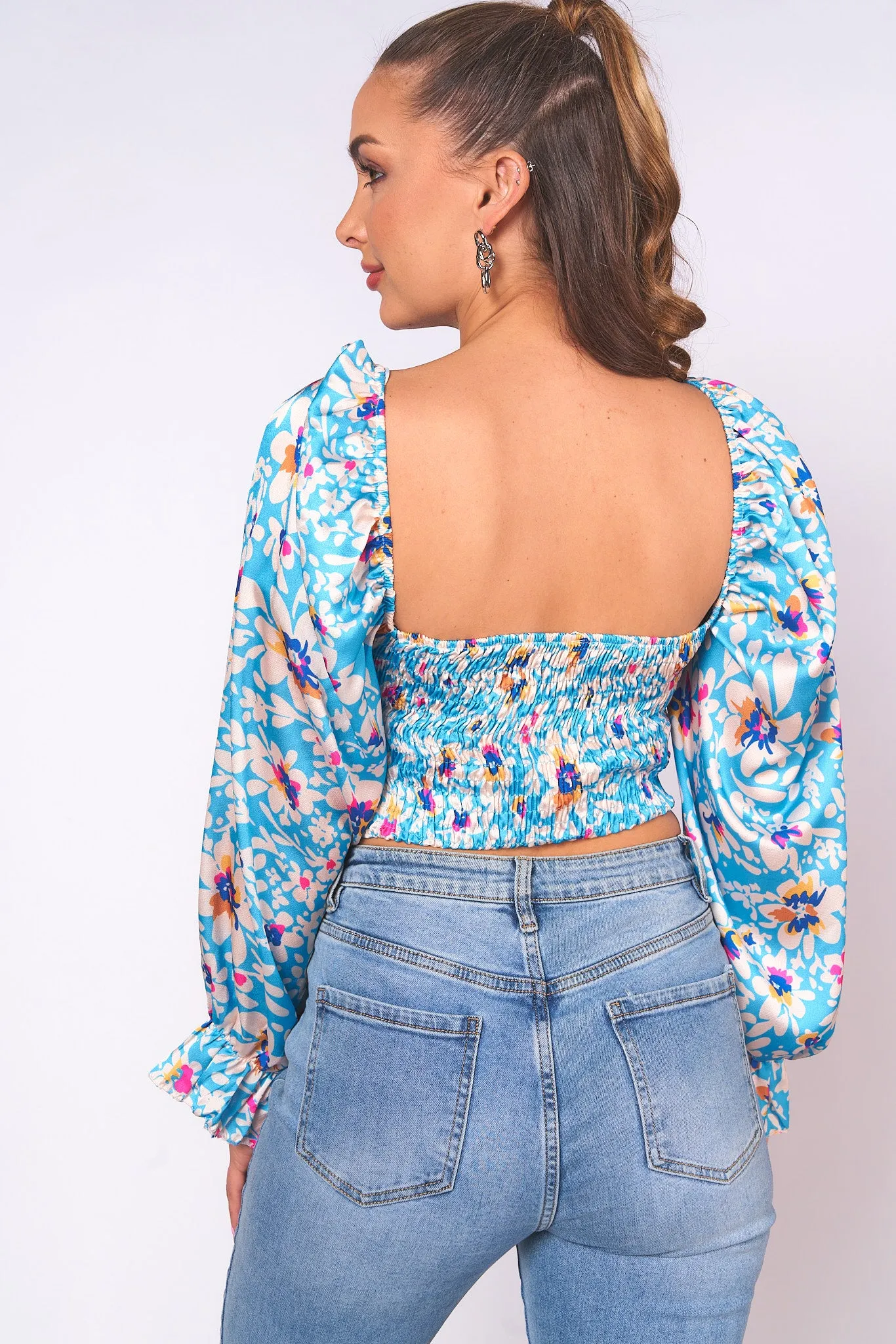 Floral Print Satin Top