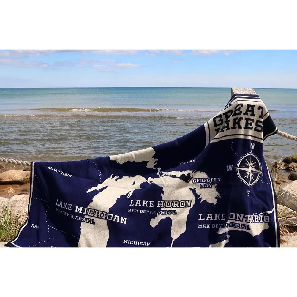 Great Lakes Map Wool Throw