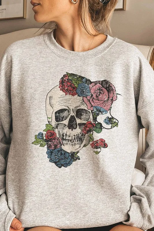 HORROR FALL FLOWERS SWEATSHIRT PLUS SIZE