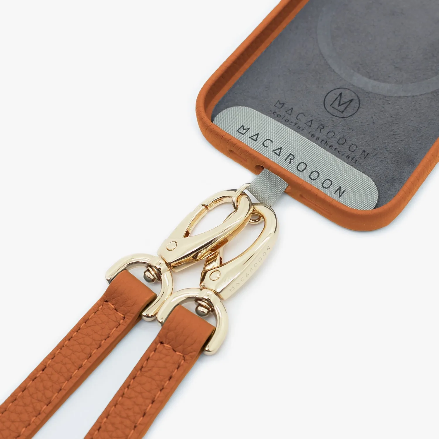 iPhone 14 Leather Case with Crossbody Leather Strap