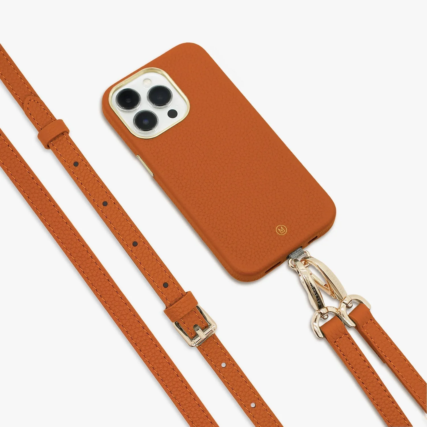 iPhone 14 Leather Case with Crossbody Leather Strap