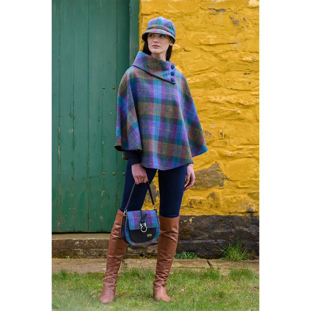 Cozy Irish Pure Wool Buttoned Poncho Wrap