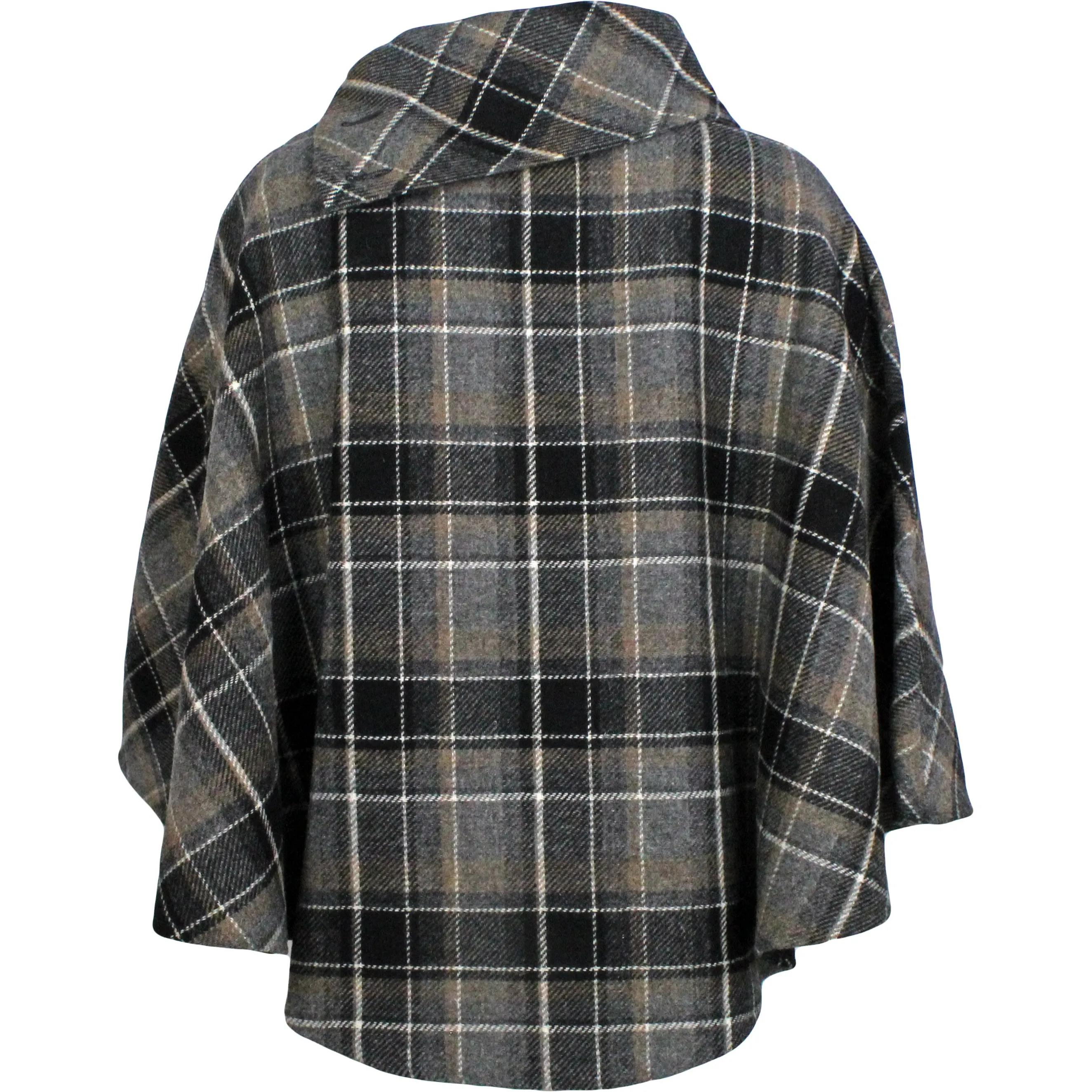 Cozy Irish Pure Wool Buttoned Poncho Wrap