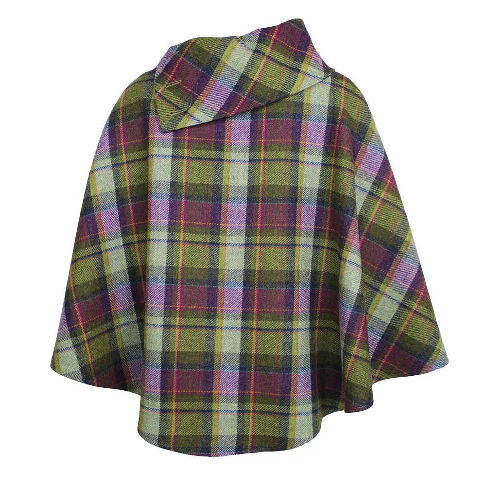 Cozy Irish Pure Wool Buttoned Poncho Wrap