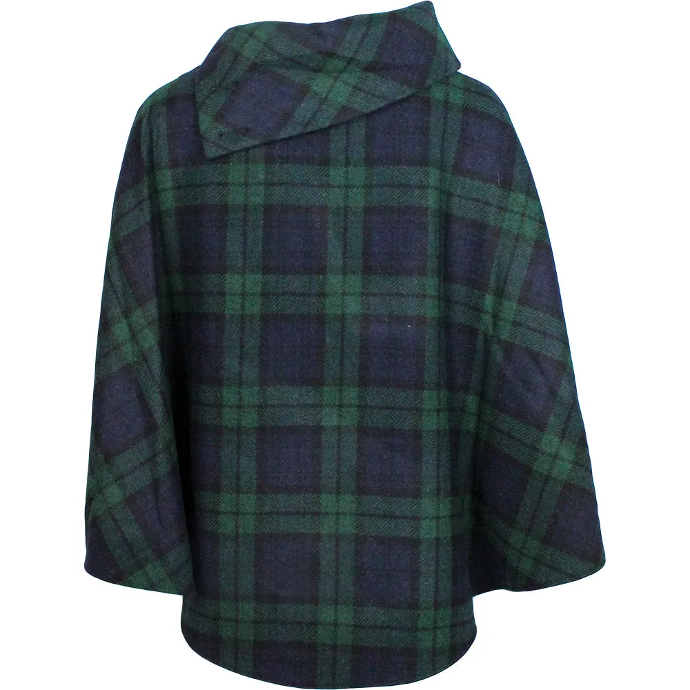 Cozy Irish Pure Wool Buttoned Poncho Wrap