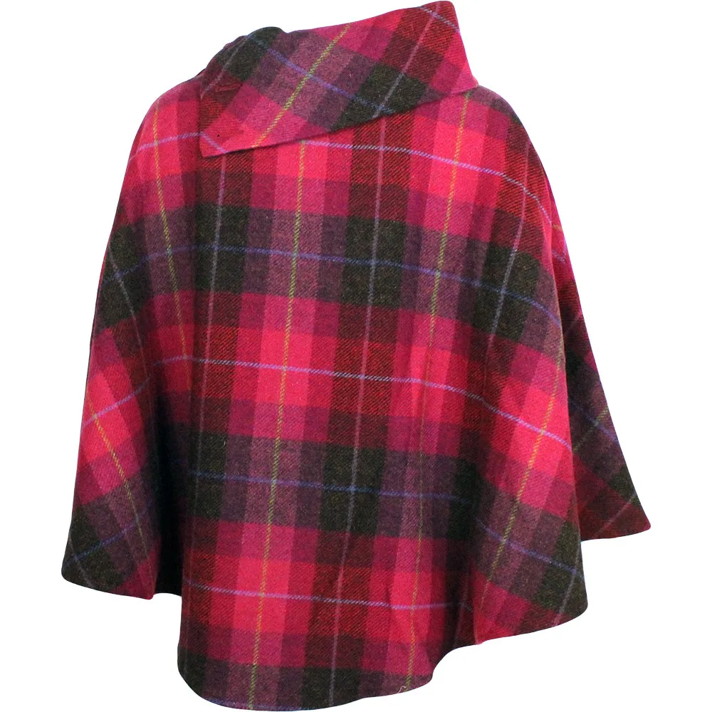 Cozy Irish Pure Wool Buttoned Poncho Wrap