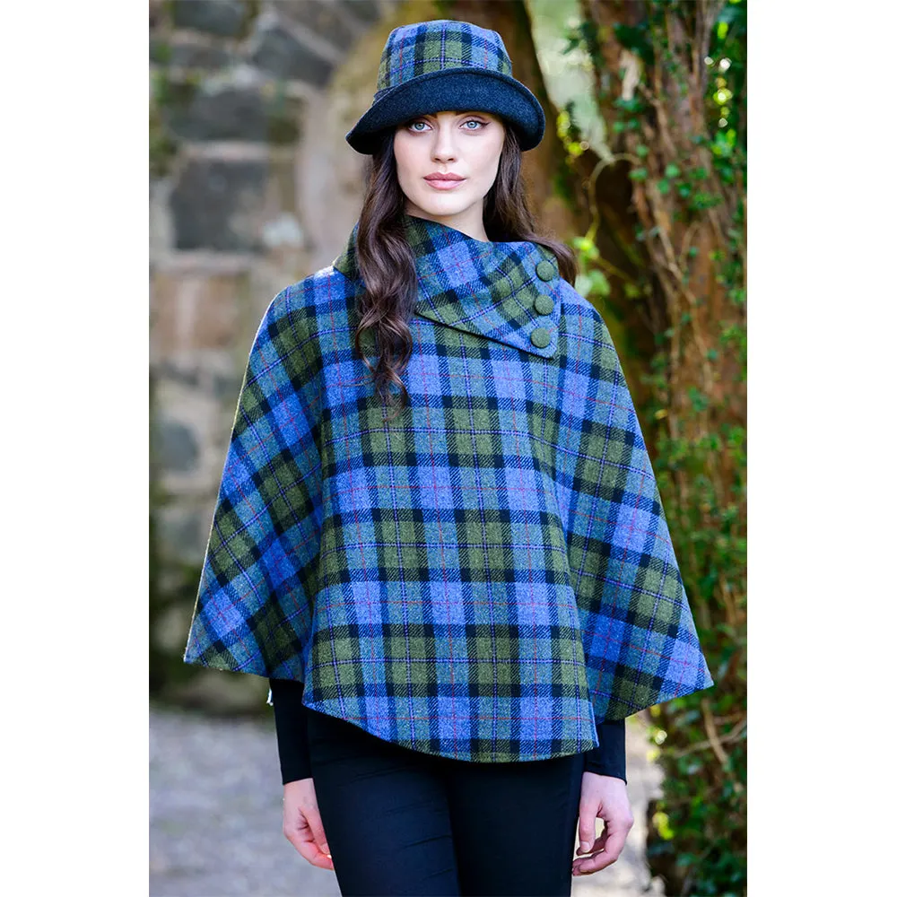 Cozy Irish Pure Wool Buttoned Poncho Wrap