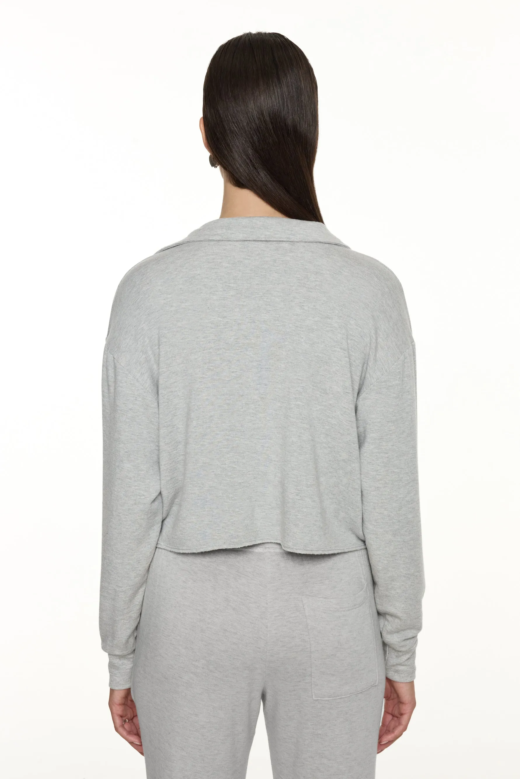 Joan Fleece Polo Sweatshirt - Heather Grey