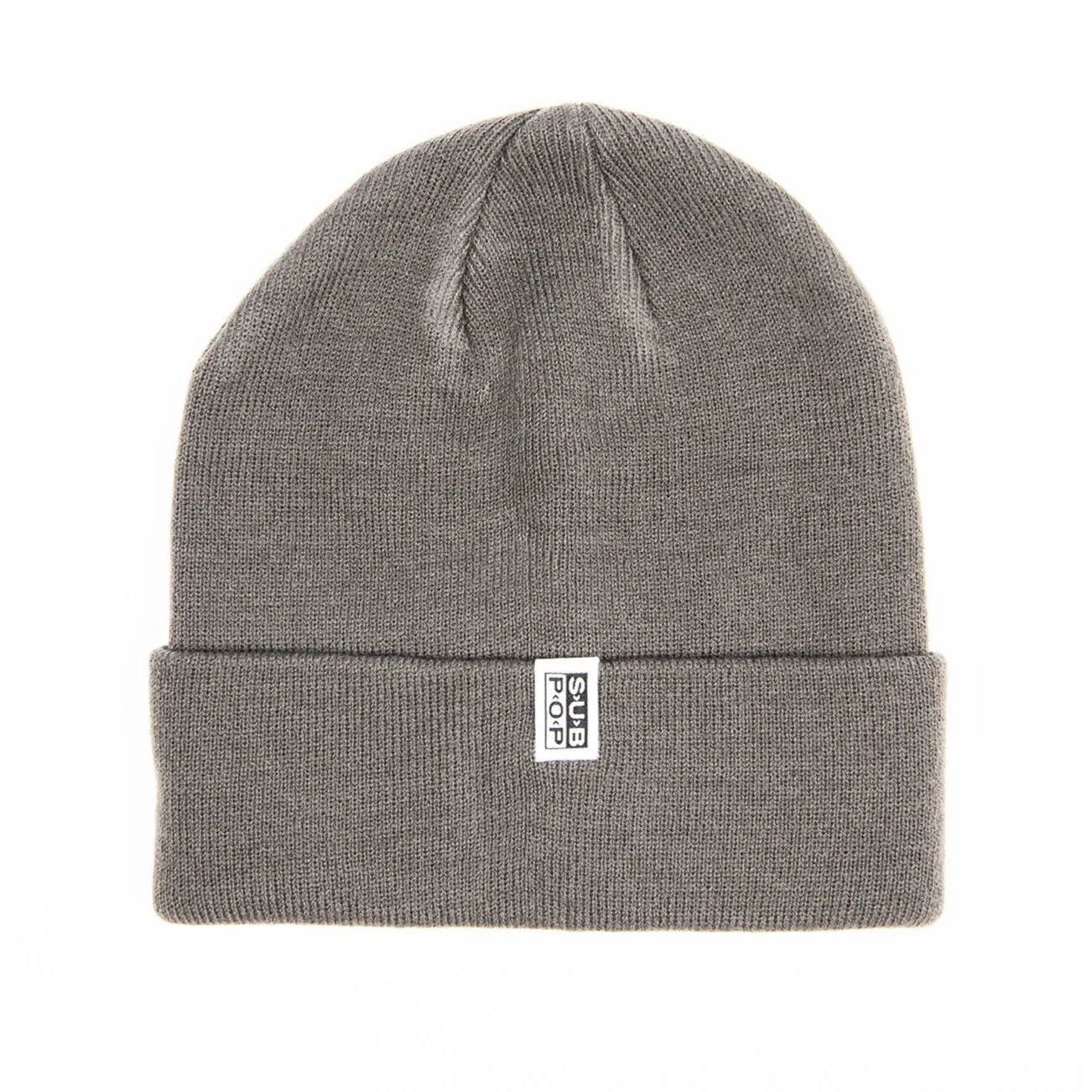 Knit Hat Logo Tag Tight Knit Grey