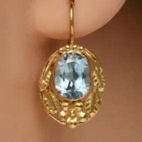 Lady Windermere 14k Gold and Blue Topaz Earrings