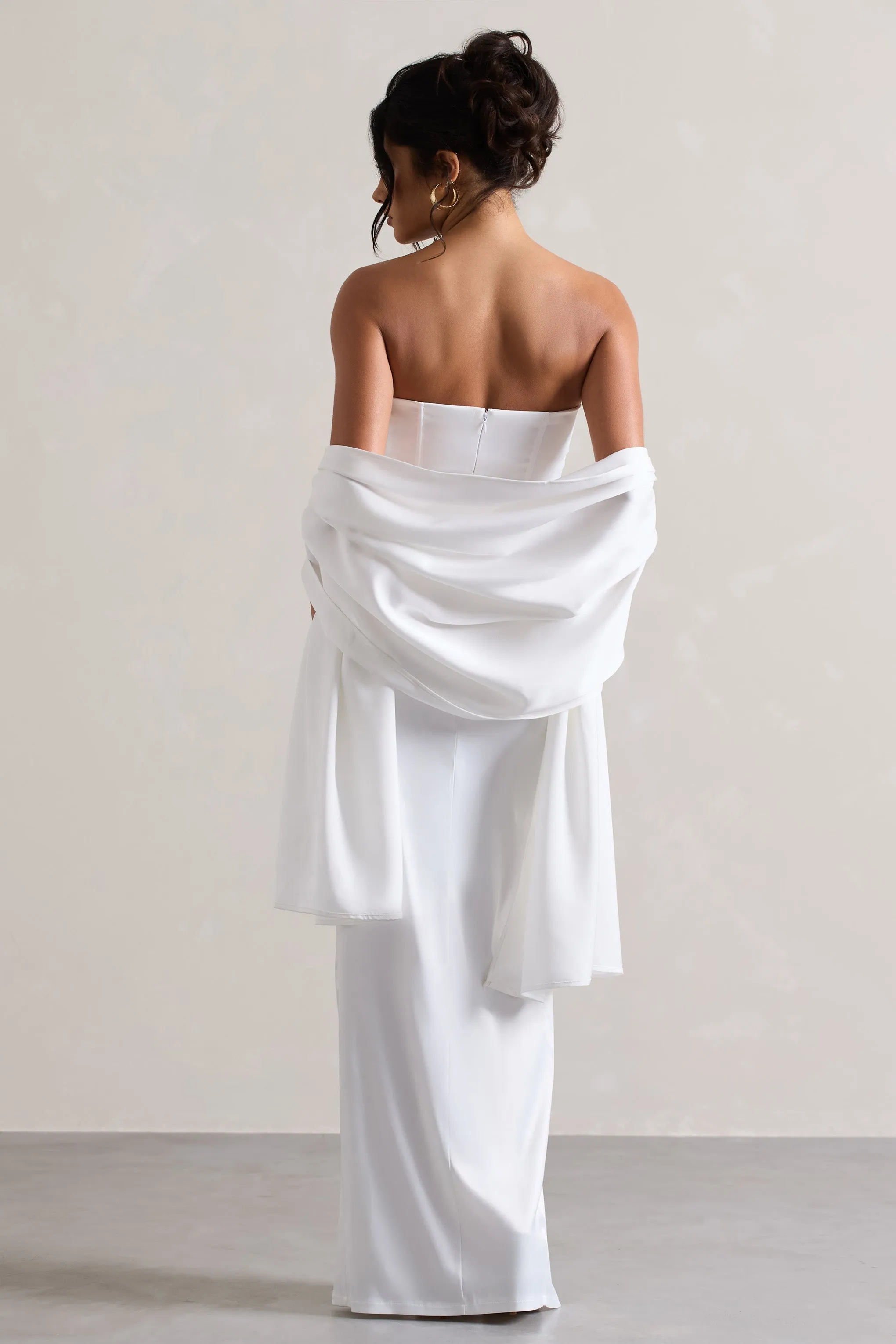 Lush | White Satin Shawl