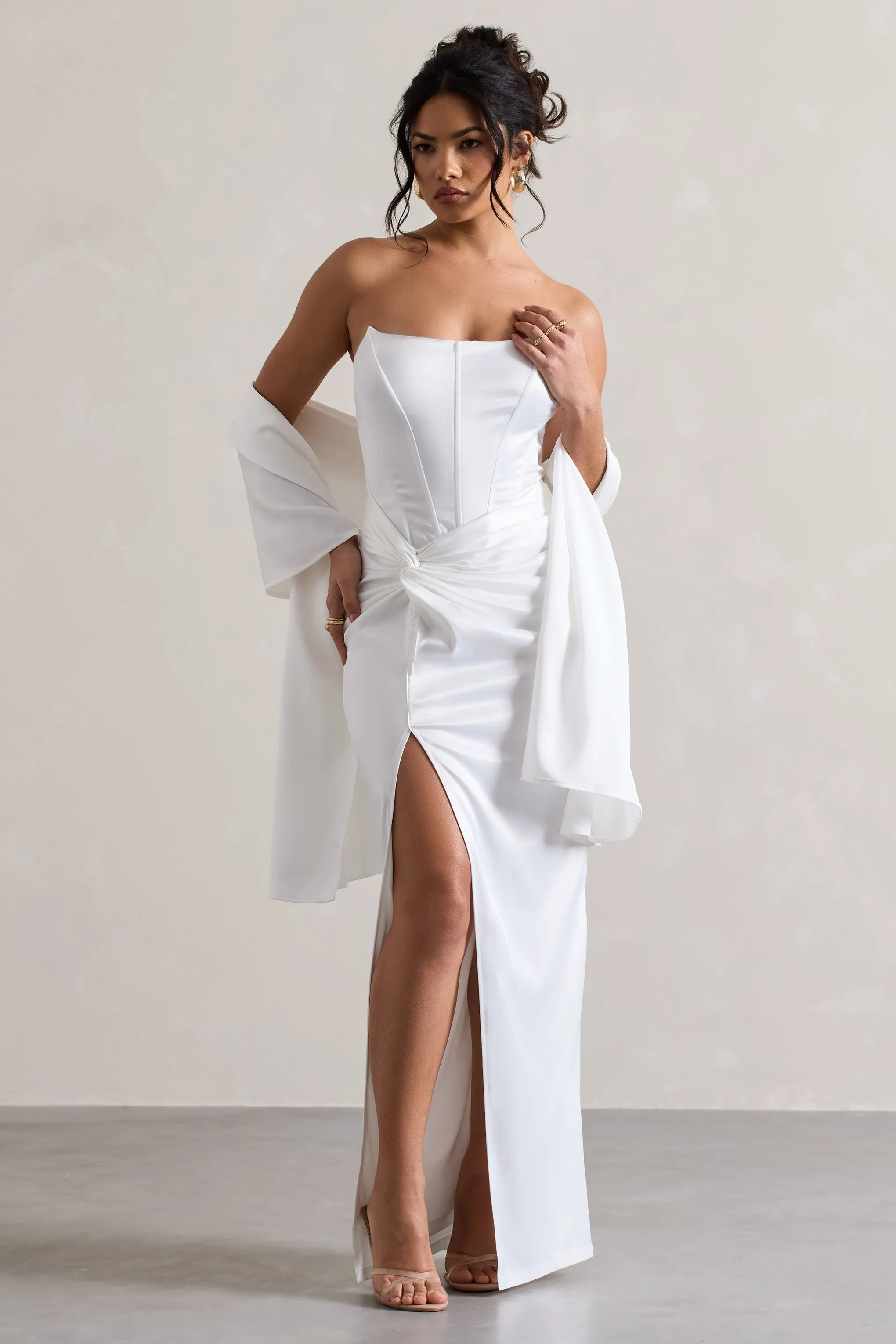 Lush | White Satin Shawl