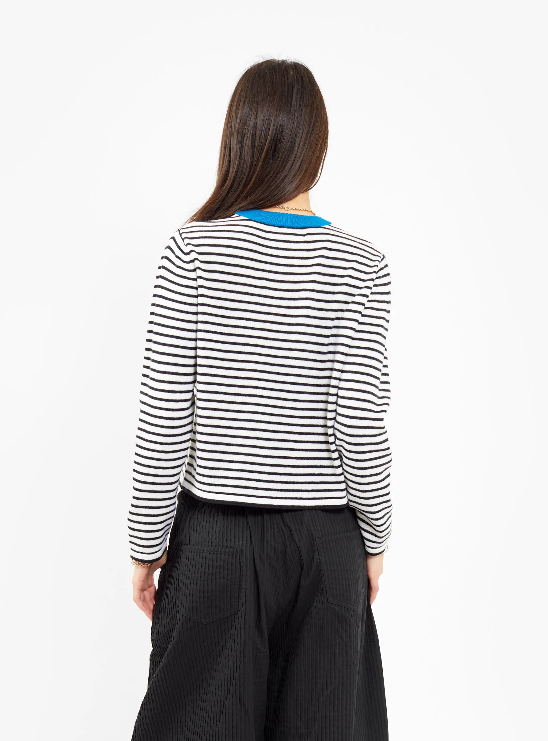 Merino Wool Striped T-Shirt Blue