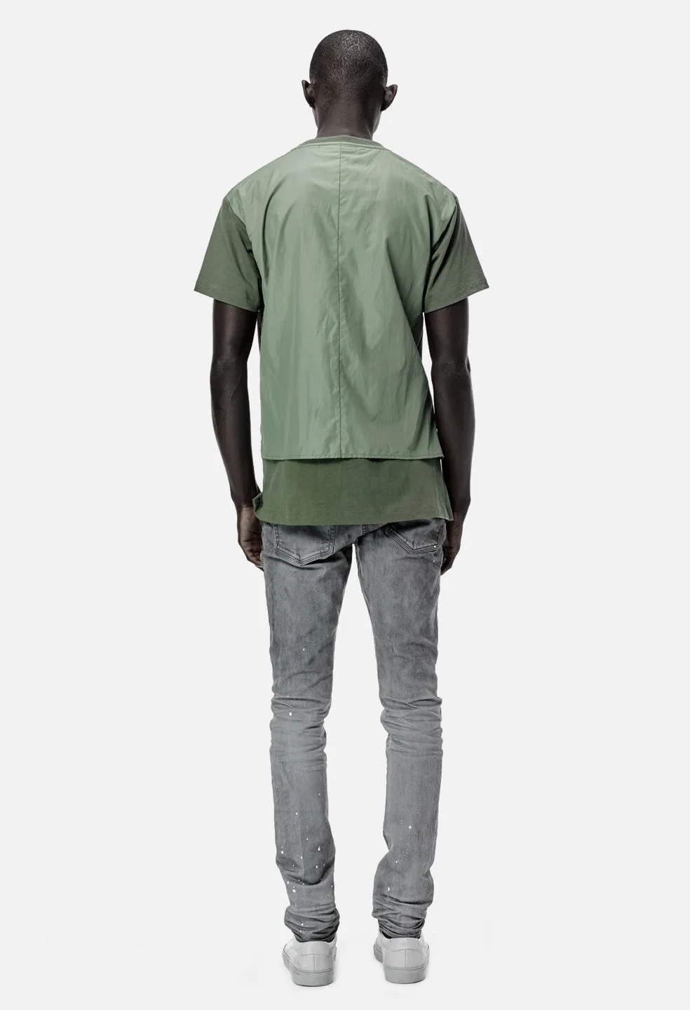 Nylon Panel Tee / Olive