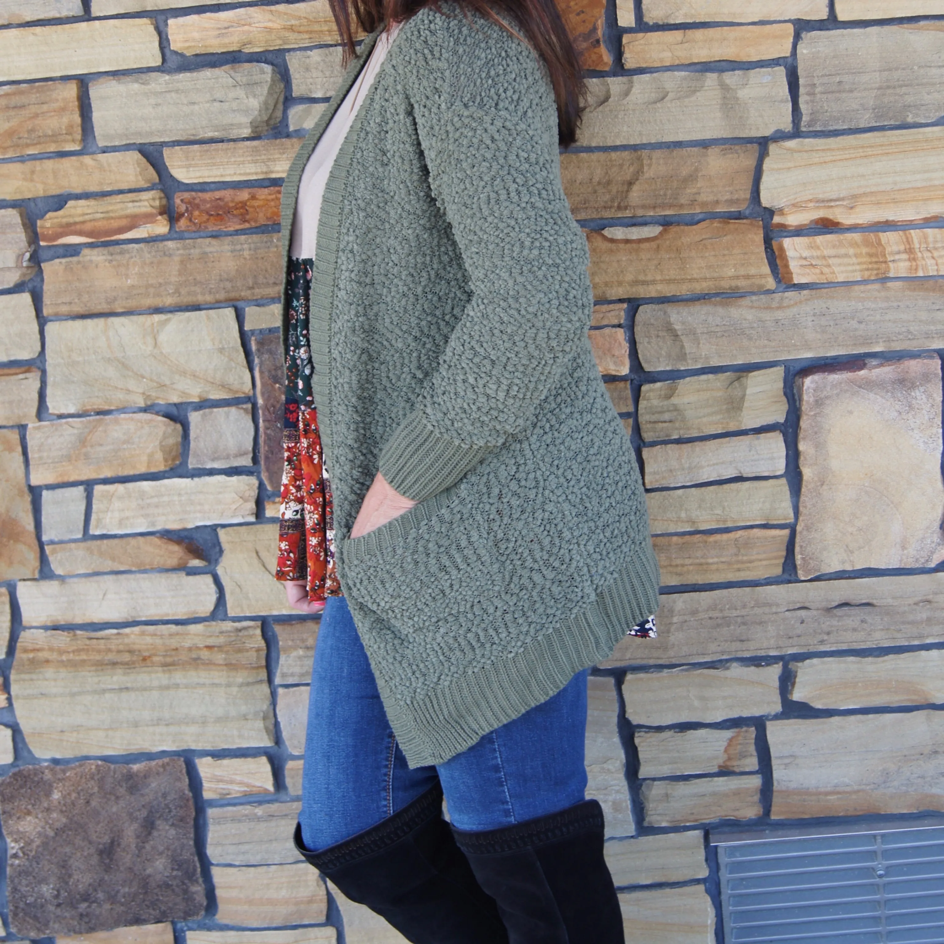 Olive PopCorn Cardigan