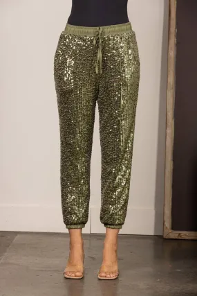 Olive Sequin Joggers