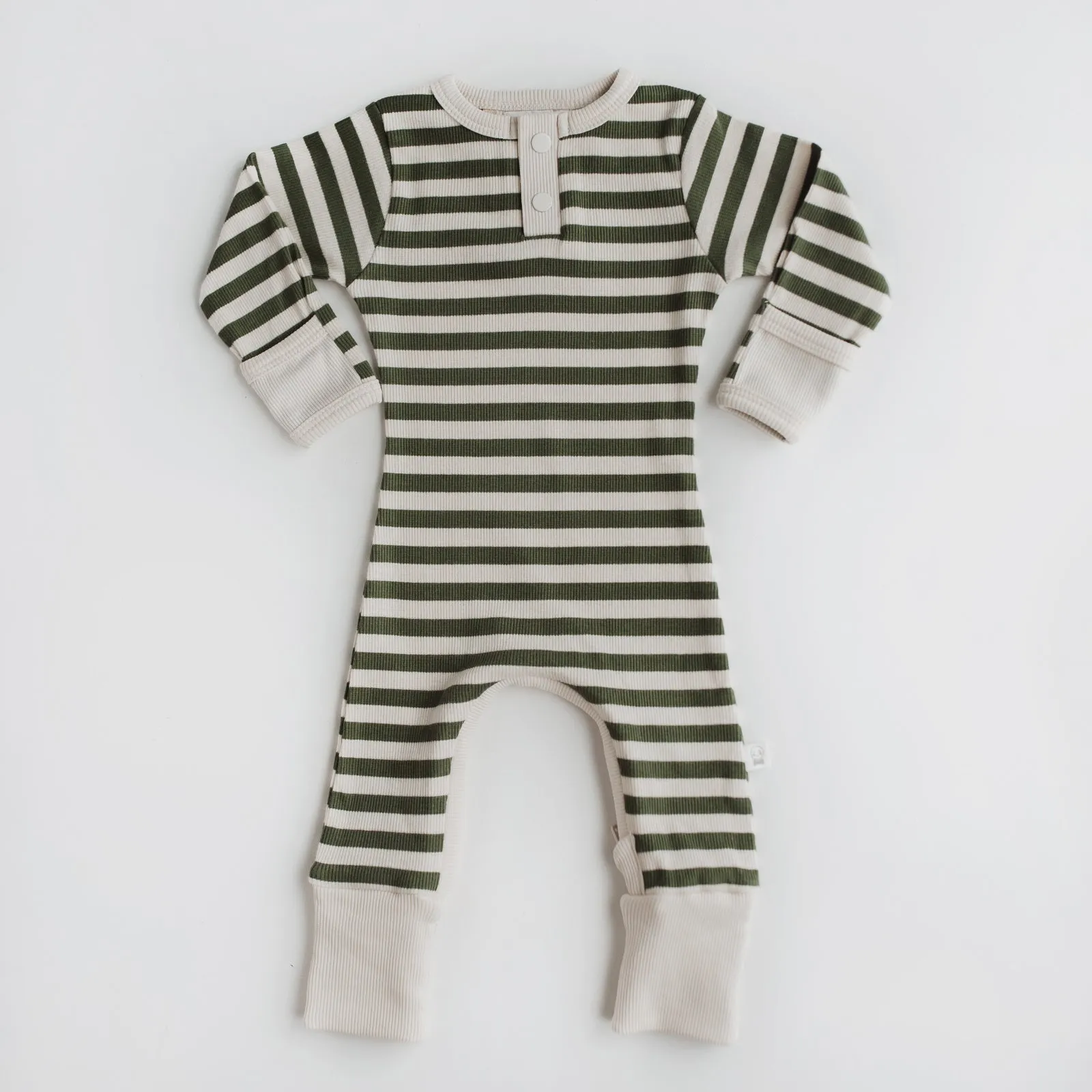 Olive Stripe Organic Growsuit