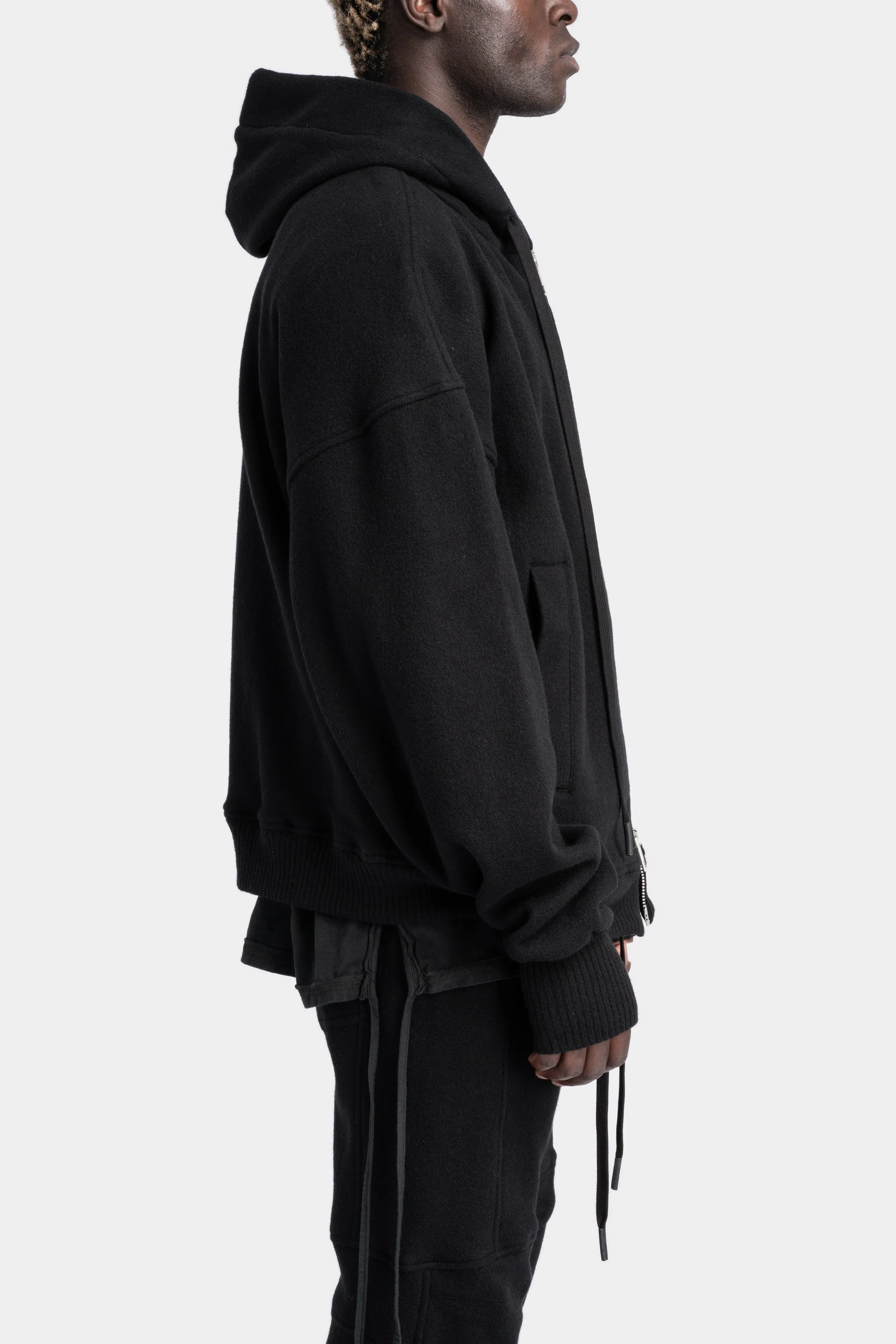 Oversized zip up wool hoodie