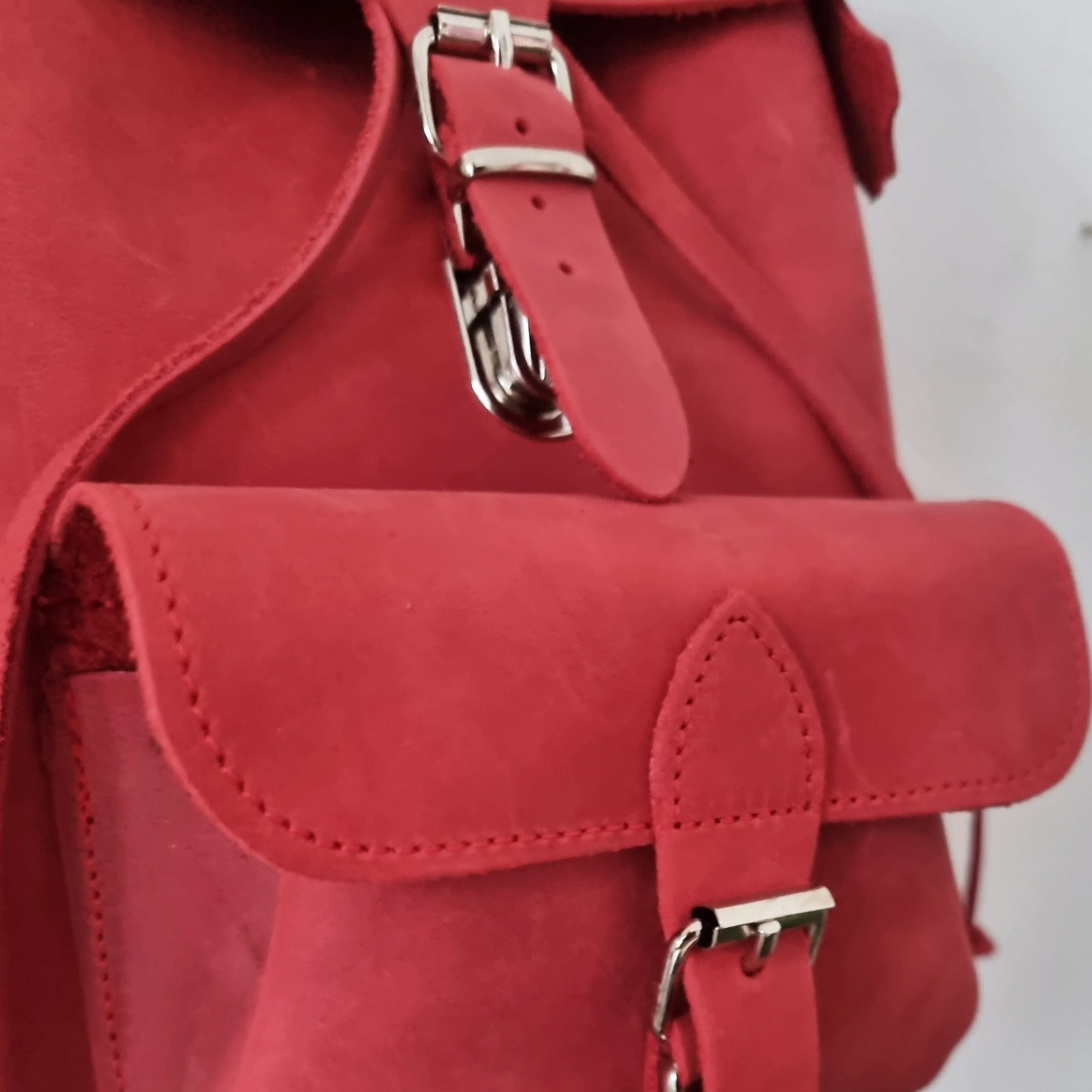 Red leather backbag