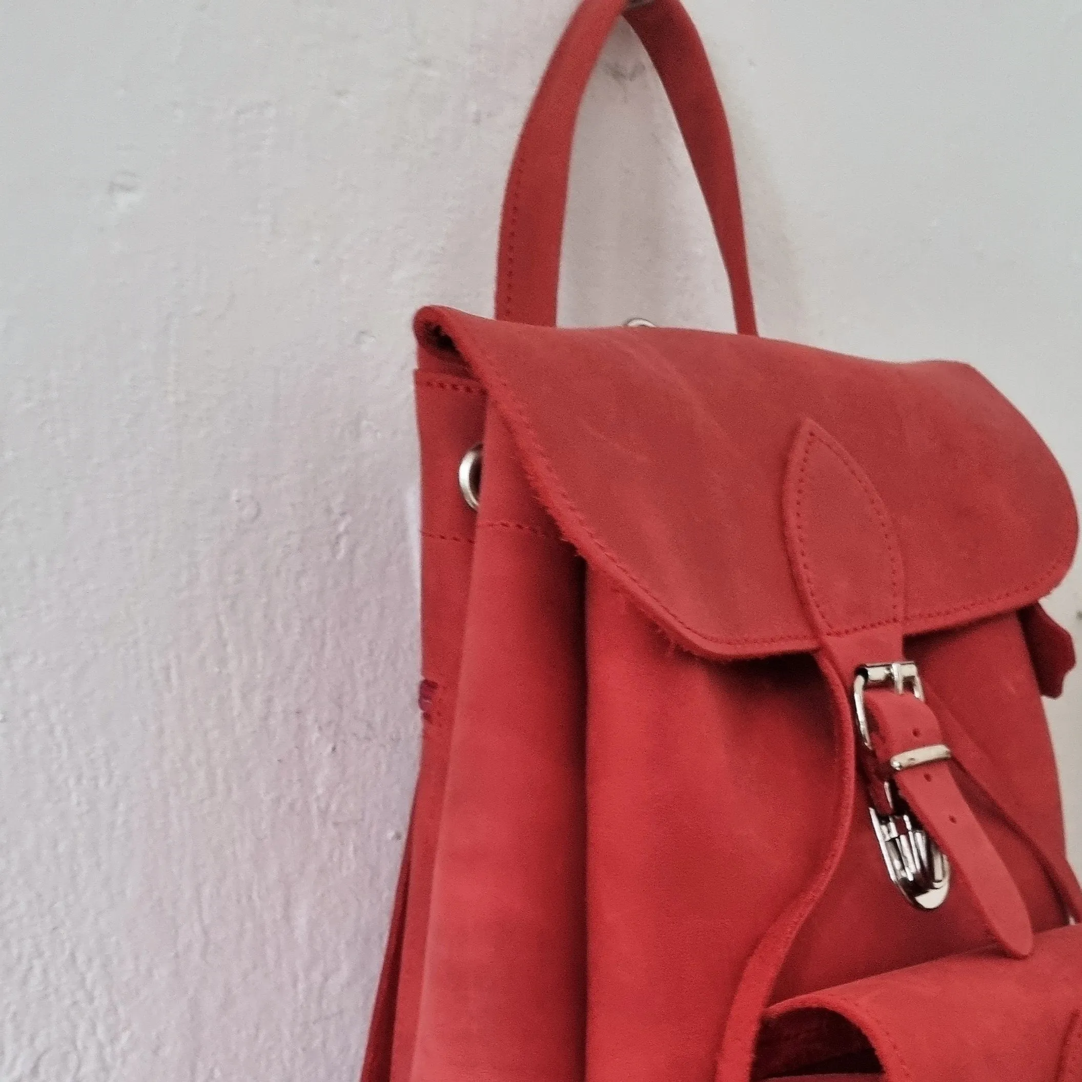 Red leather backbag