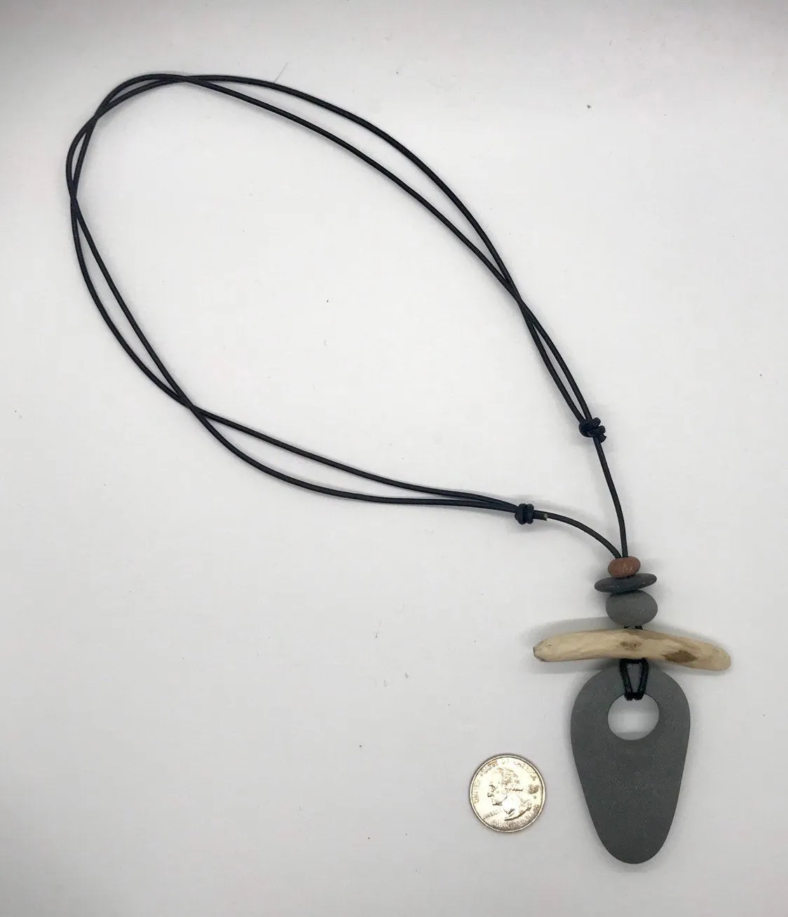 Rock Driftwood Leather Necklace