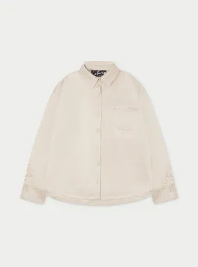 SATIN EMBLEM SHIRT - BEIGE