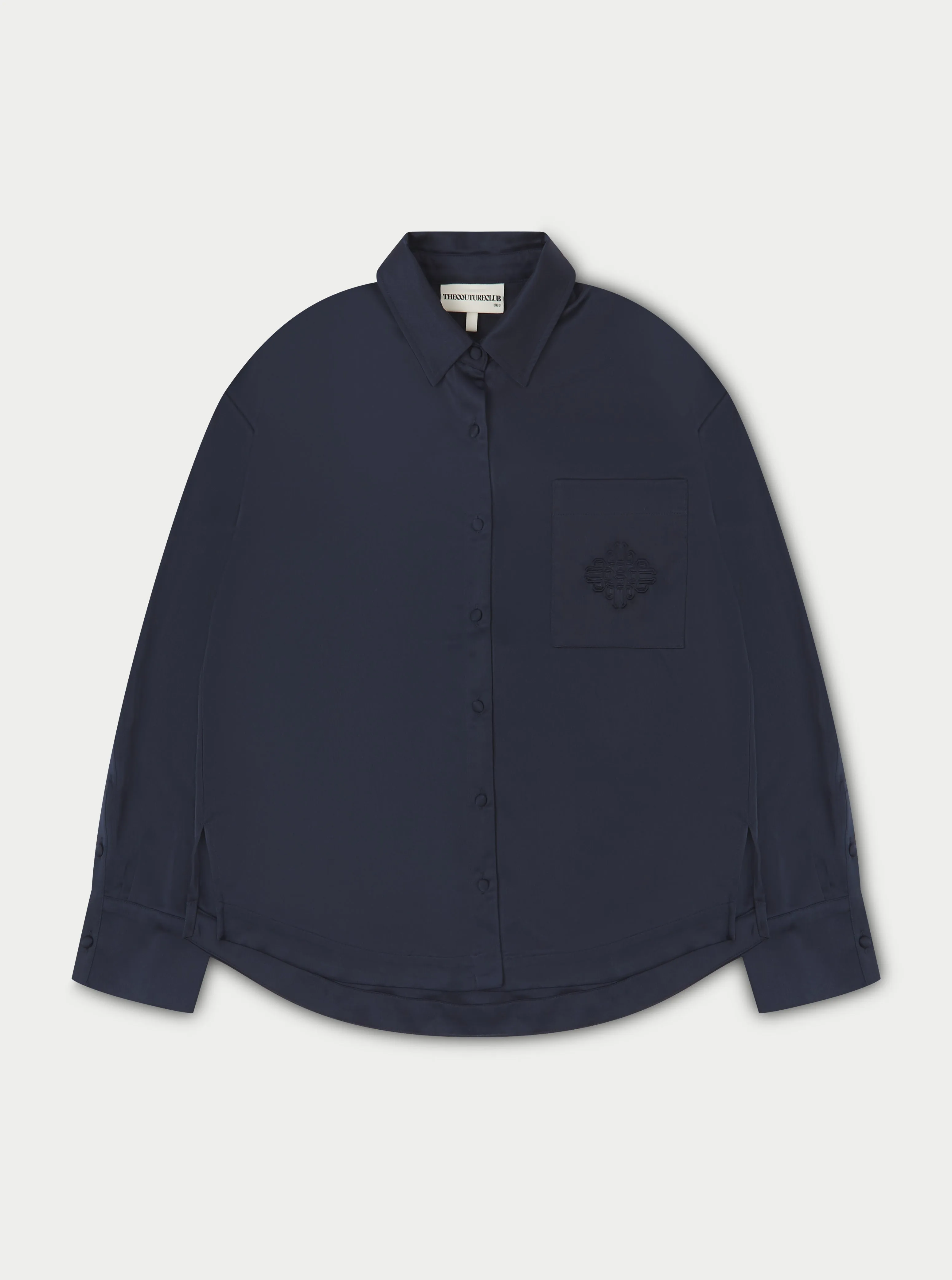 SATIN EMBLEM SHIRT - NAVY