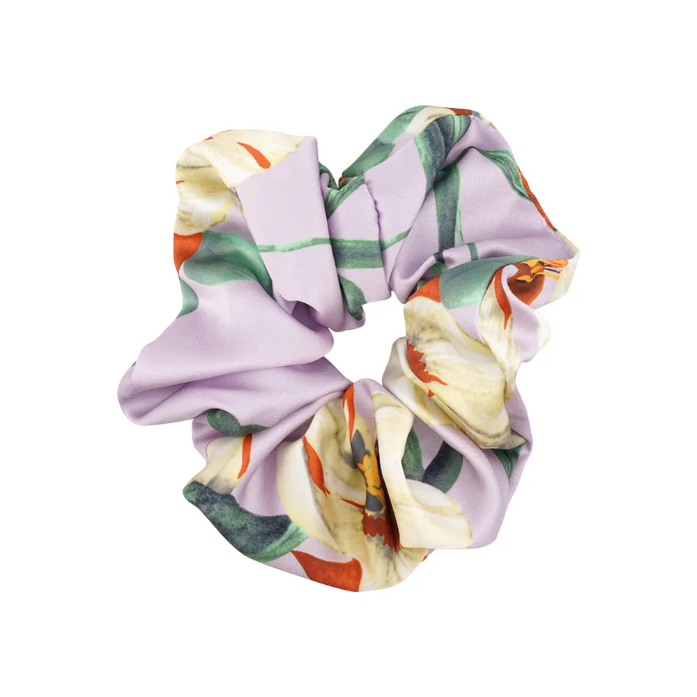 SATIN FLORAL SCRUNCHIES