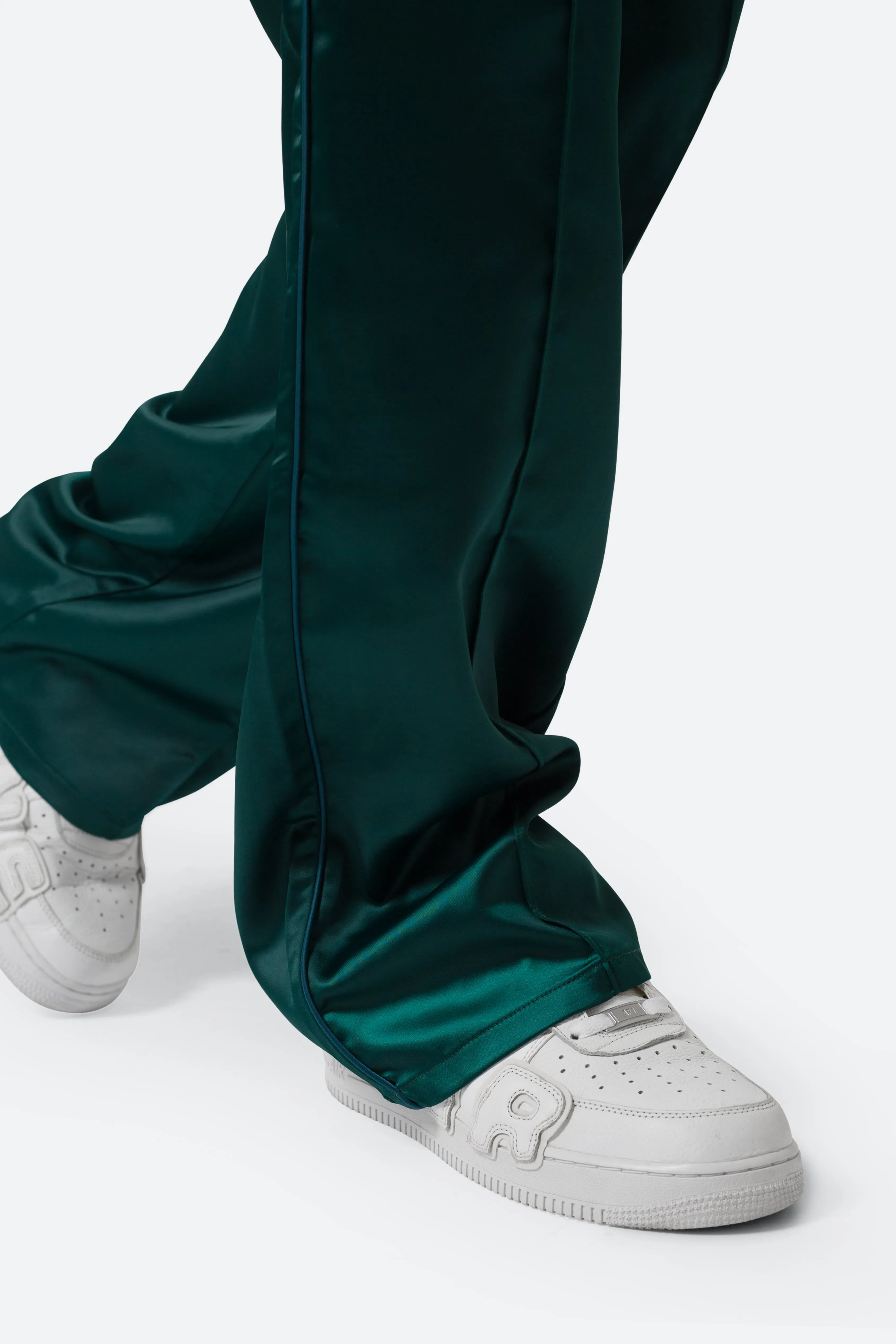 Satin Stacked Pants - Green